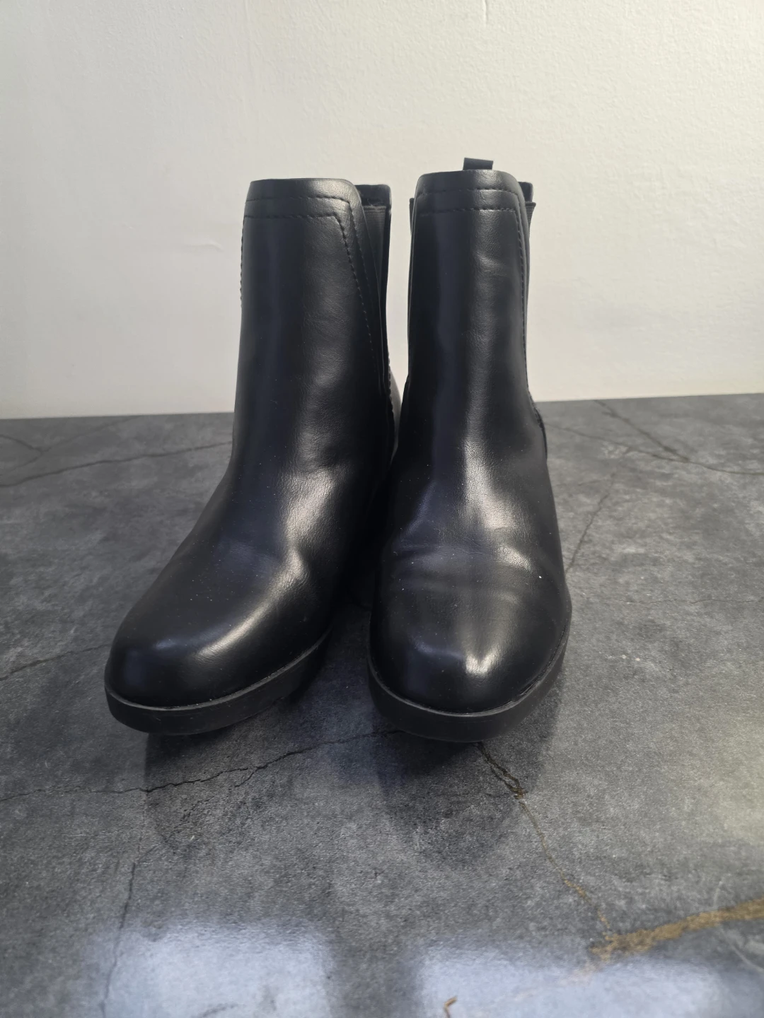 Women’s Black Faux Leather Wedge Ankle Boots - Size 8.5 - photo 2