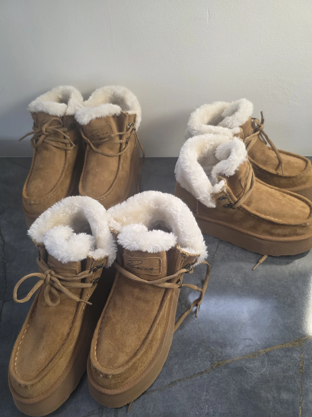 Bacia Women's Tan Suede Fur Lined Booties Size 6.5