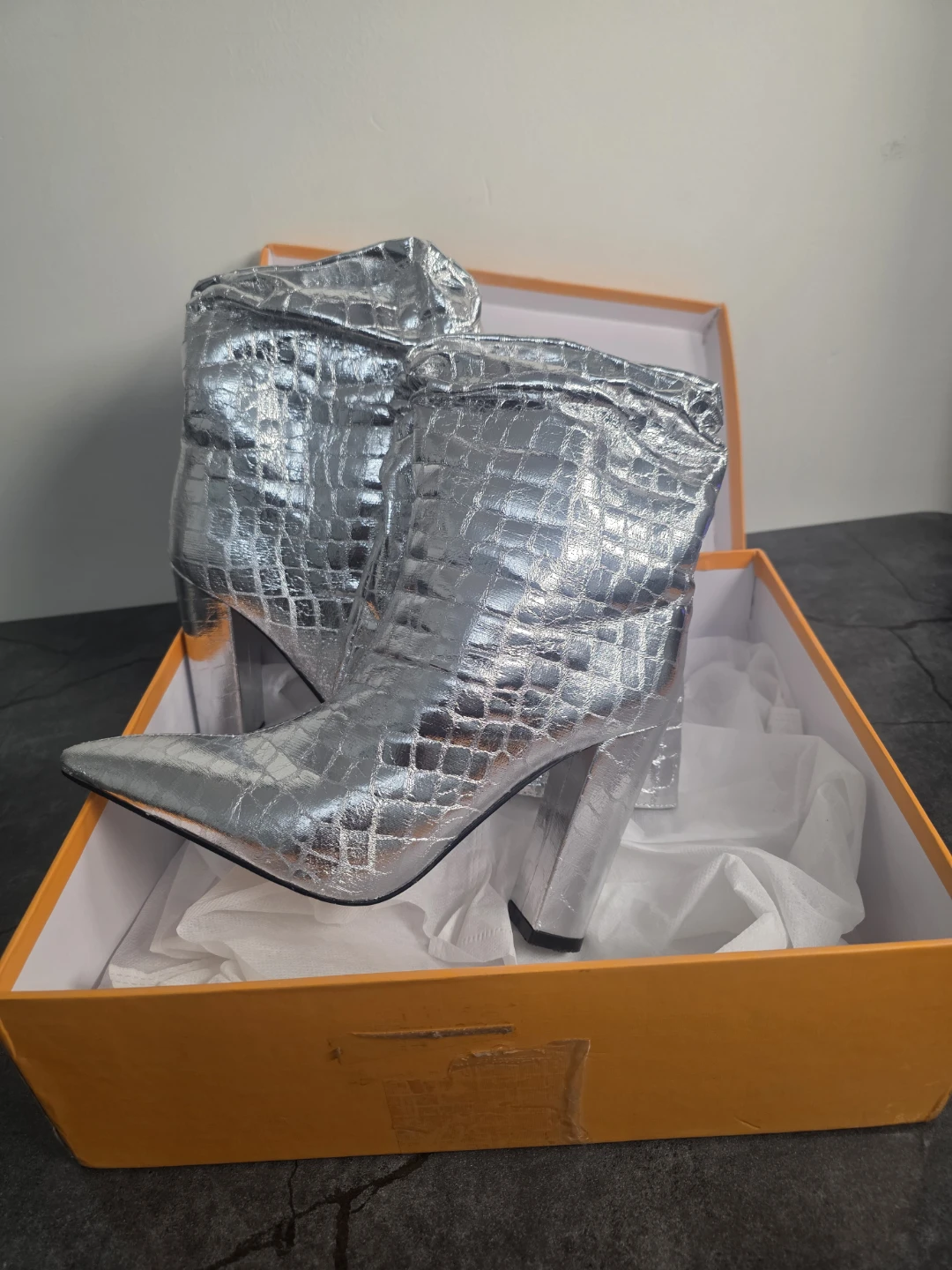 Silver Metallic Boots