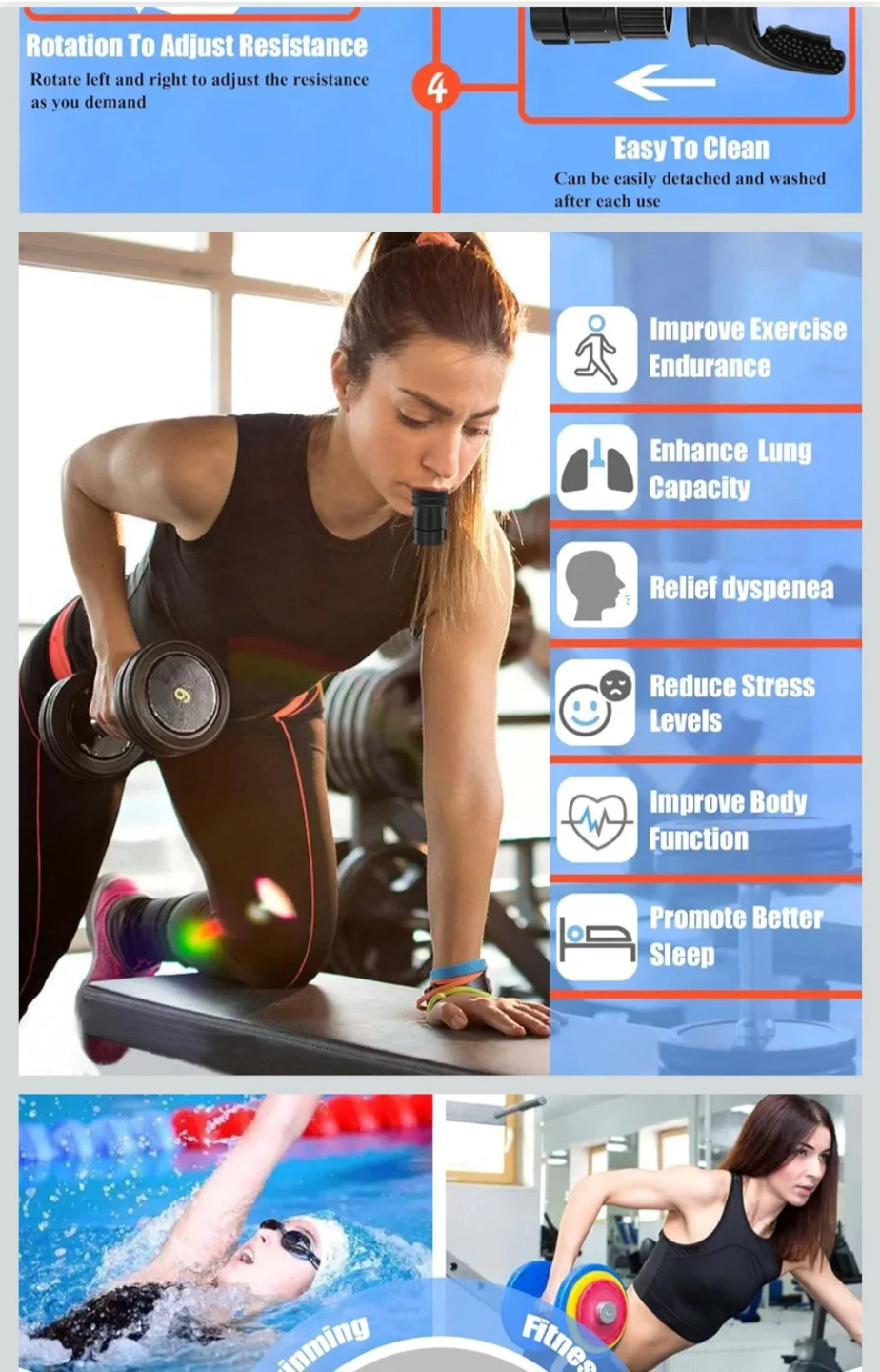 Endurance Breathing Trainer Sports Lung Exerciser (New) - photo 4