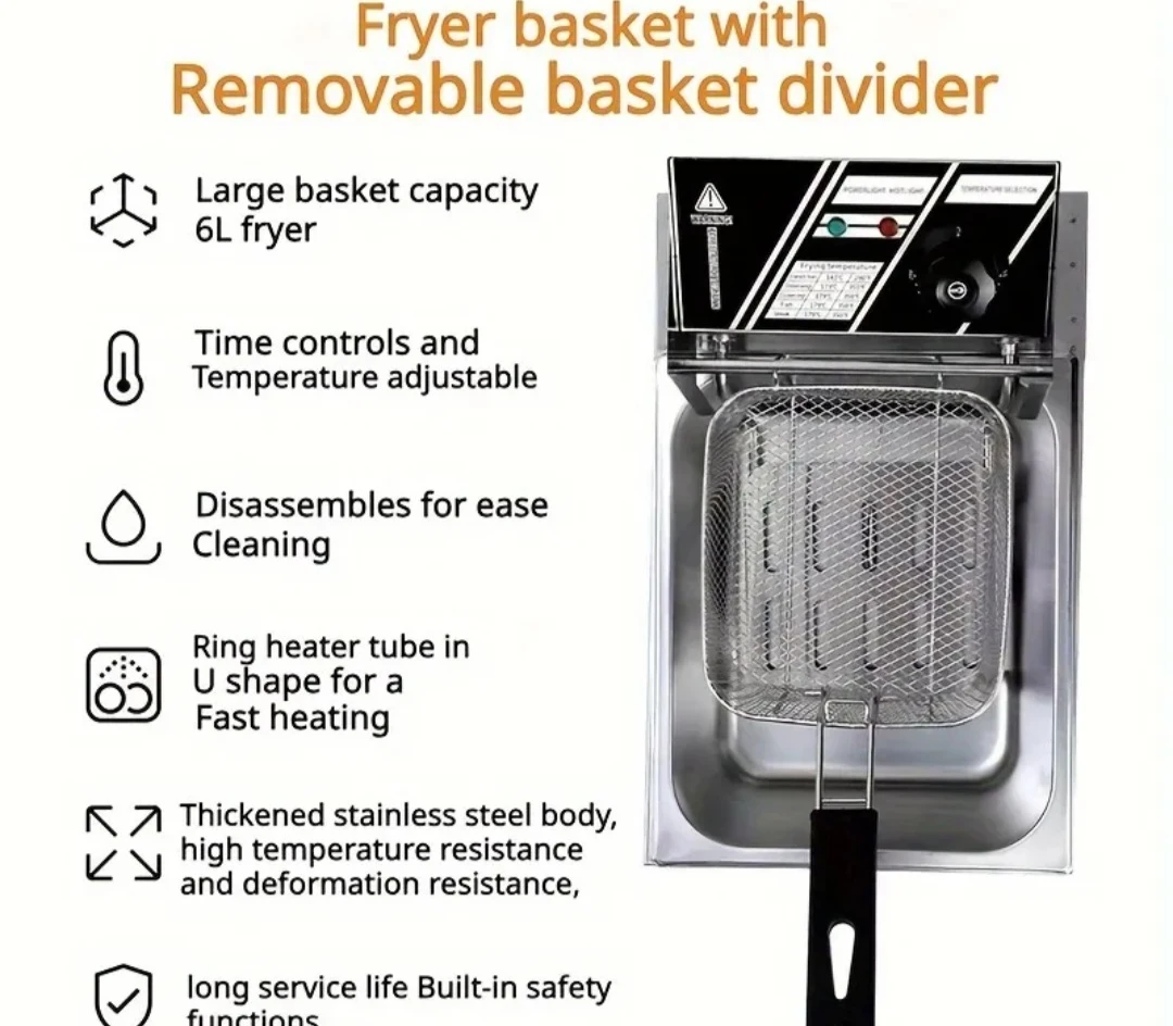 Commercial Deep Fryer 6L Stainless Steel - photo 3