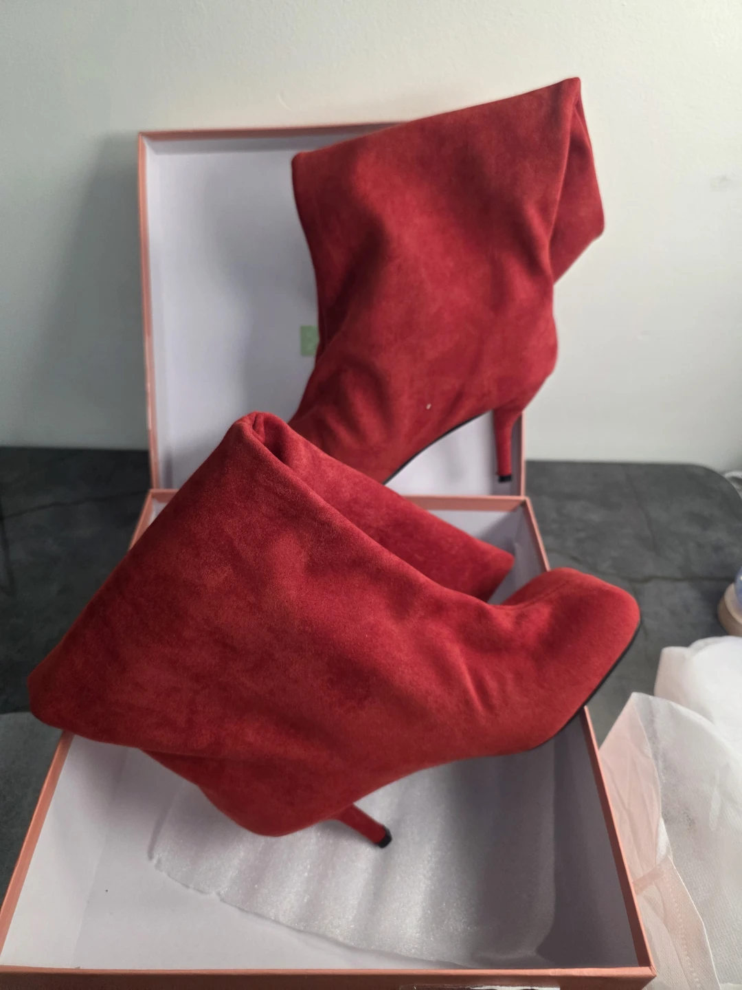 Voz Tolls Red Suede Knee-High Boots - Size 39