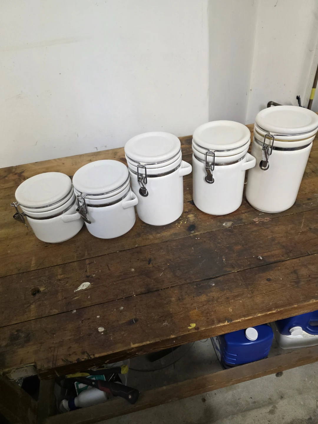 Set of 5 White Ceramic Canister Jars - photo 2