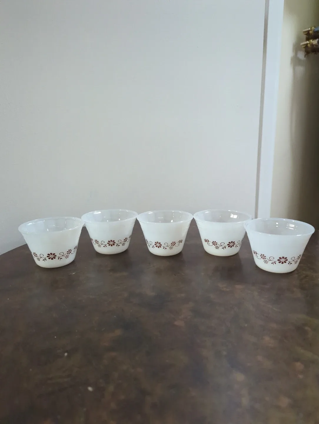 Set of 5 Fire-King Milk Glass Bowls