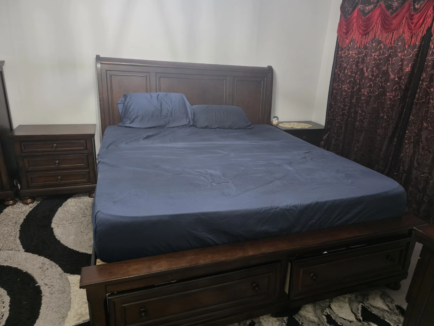 Dark Wood Bedroom Set with Dresser, Nightstands, and Bed Frame - photo 2
