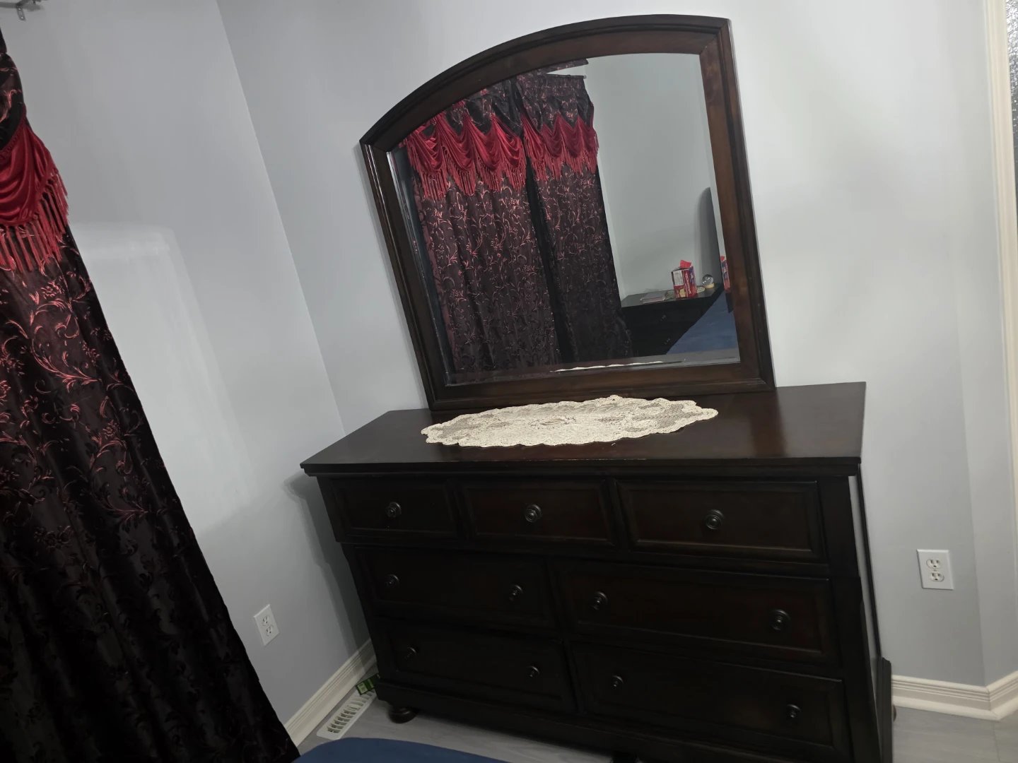 Dark Wood Bedroom Set with Dresser, Nightstands, and Bed Frame - photo 3