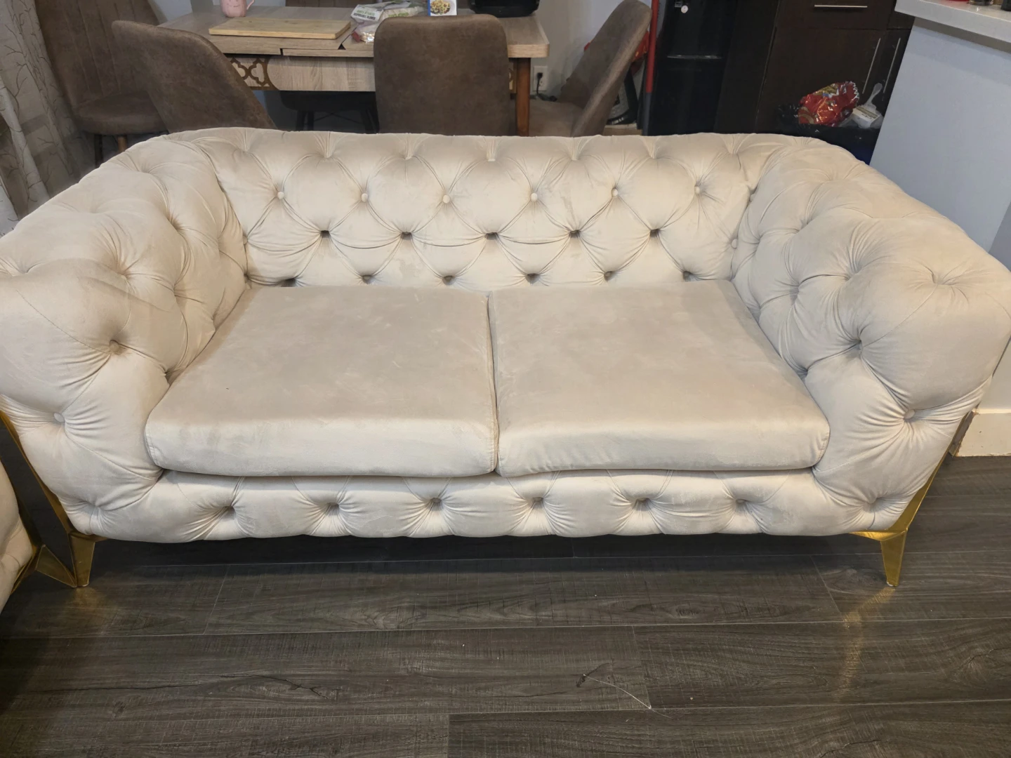 Chesterfield Tufted Sofa with Throw Pillows - photo 2