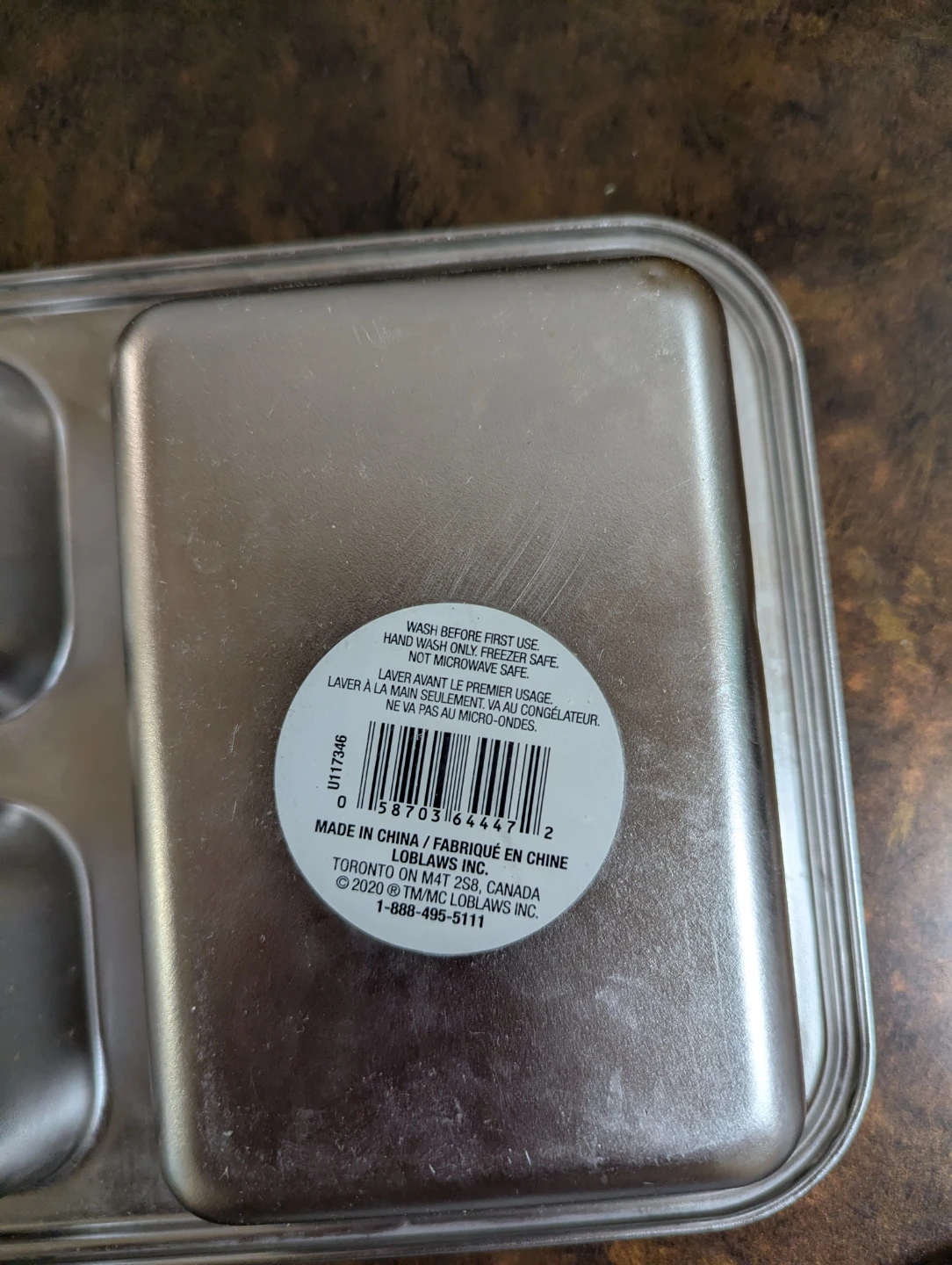 Loblaws 3-Compartment Stainless Steel Lunch Tray - photo 3