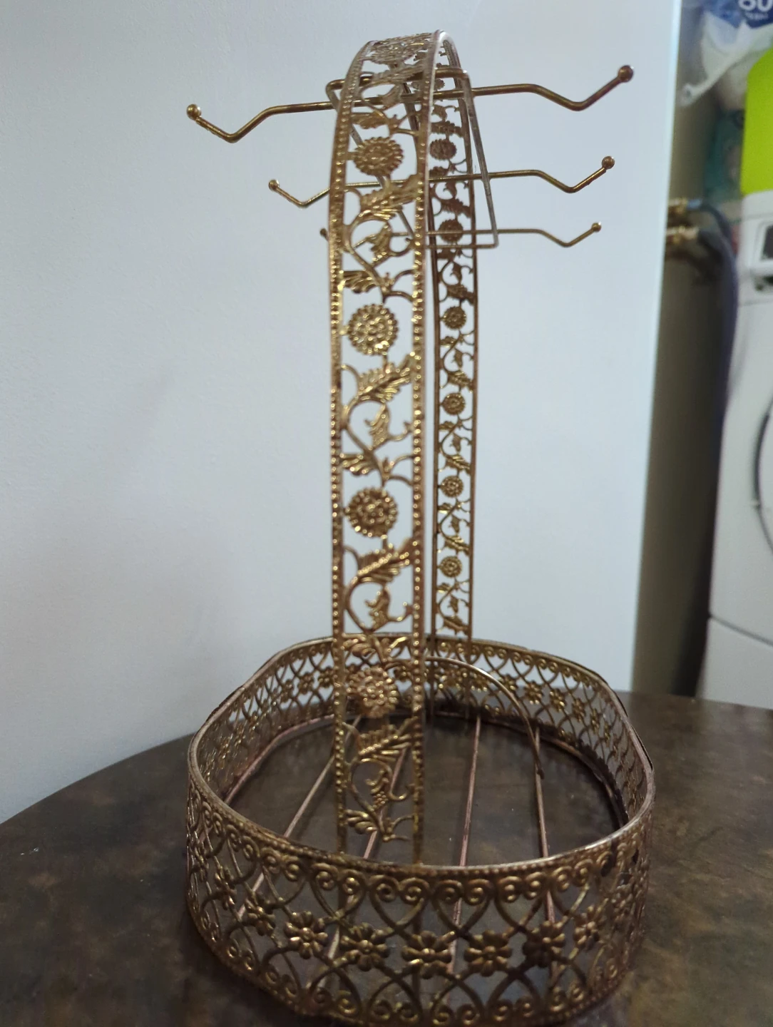Ornate Gold Tone Mug Holder Stand - photo 3