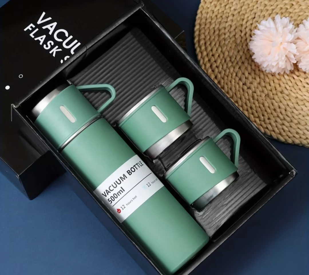 16.90z Stainless Steel Insulated Vacuum Flask Set - Travel Mug - photo 3