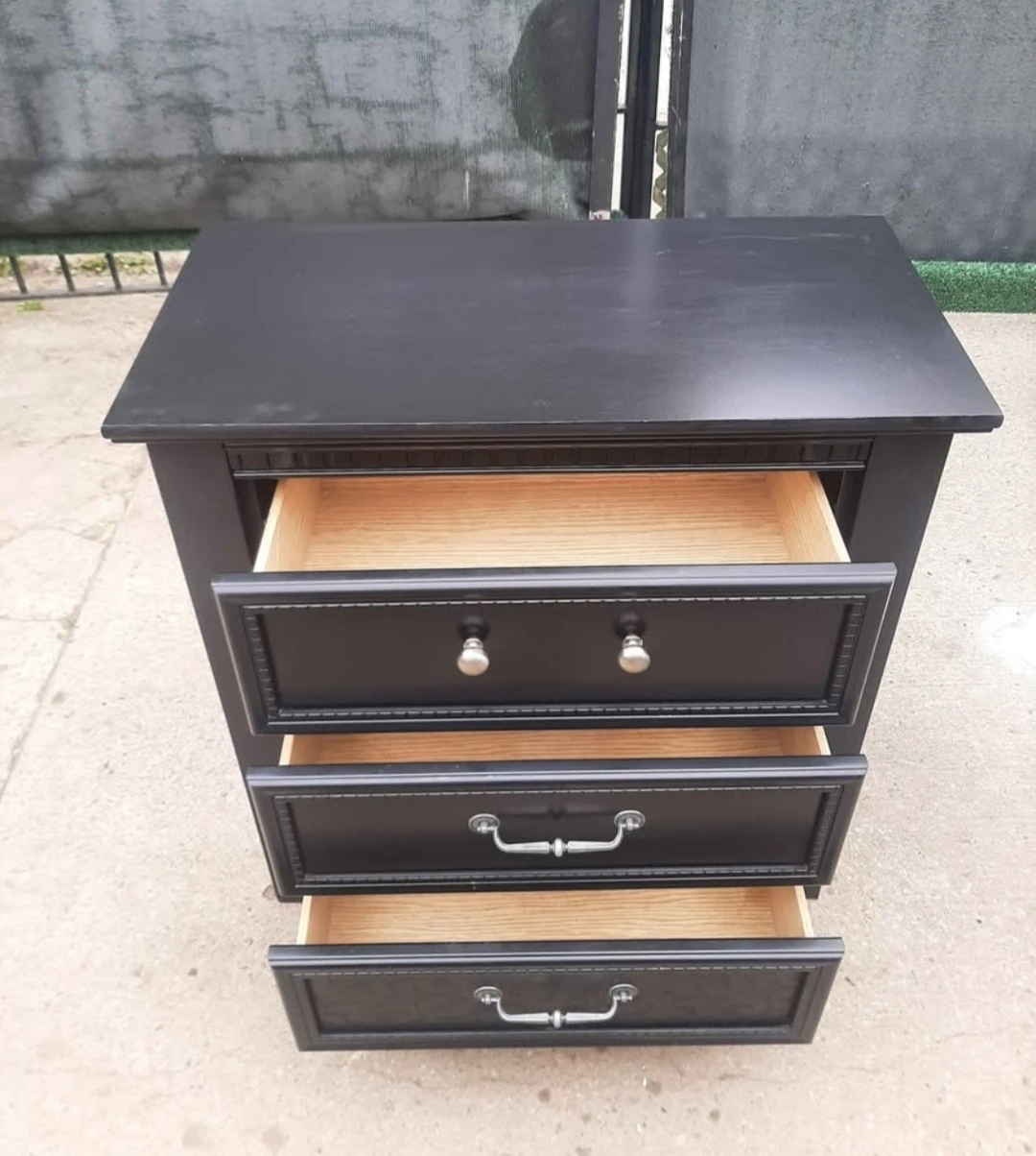 Black 3-Drawer Nightstand - photo 2