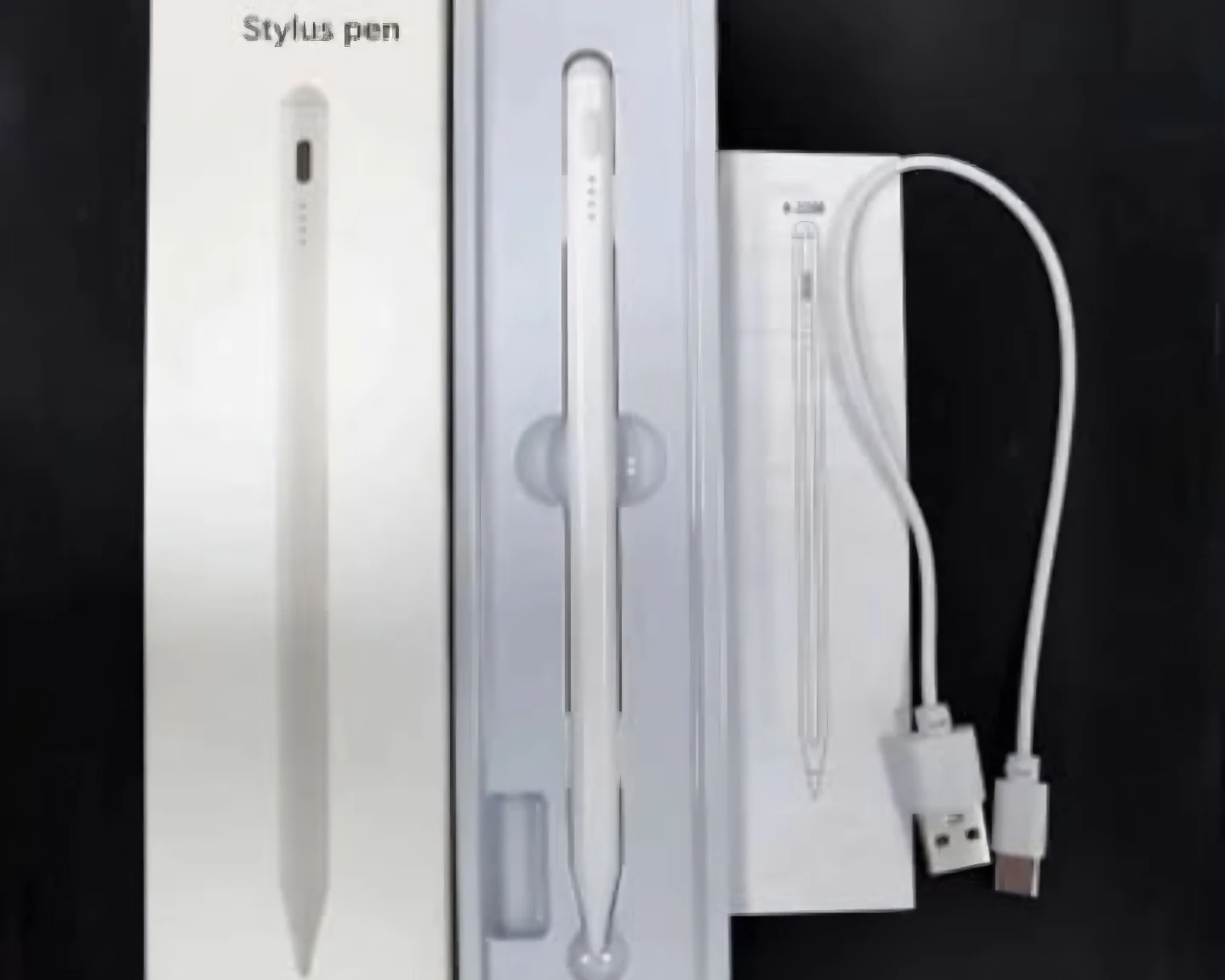 White Stylus Pen for iPad with USB C Cable and Extra Tips