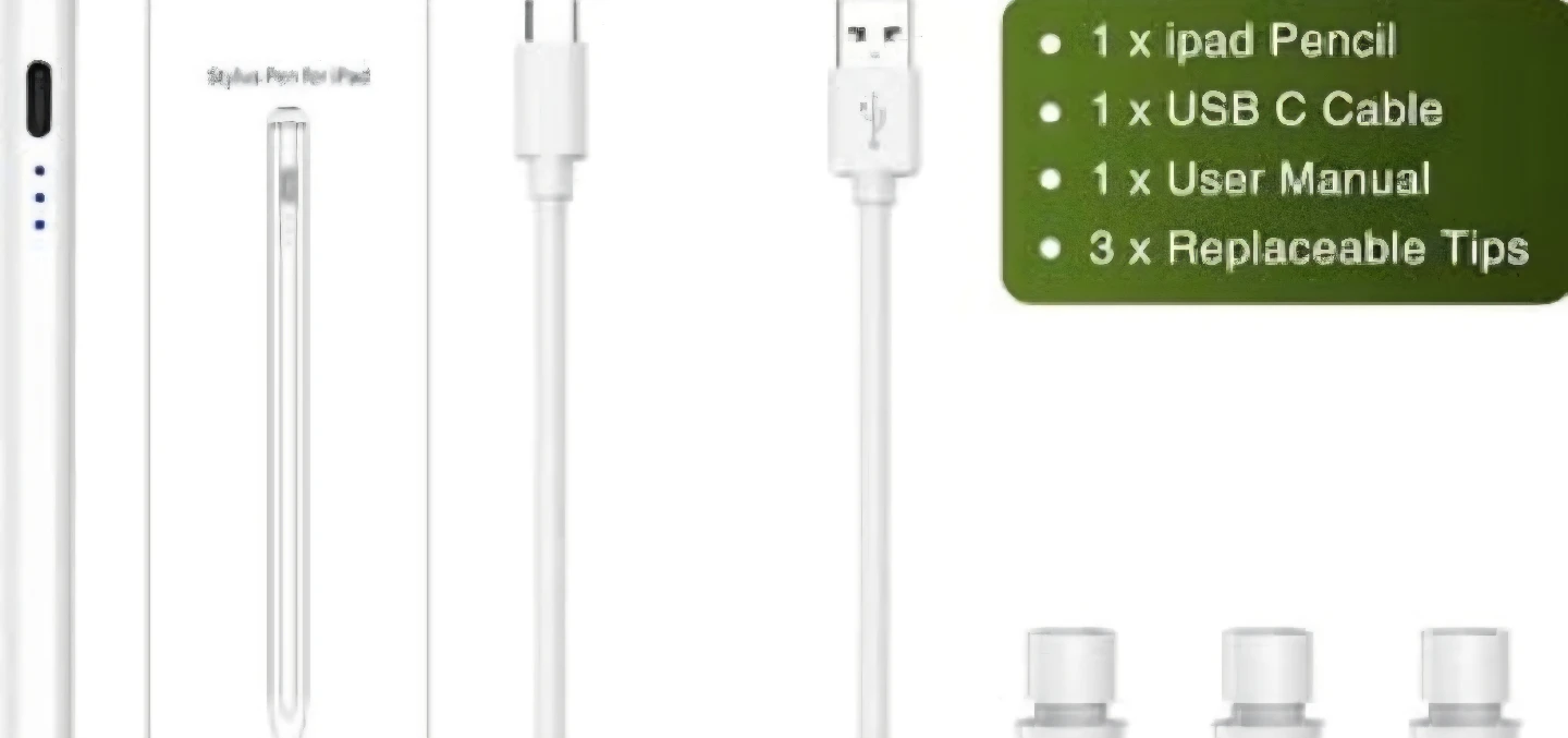 White Stylus Pen for iPad with USB C Cable and Extra Tips - photo 5