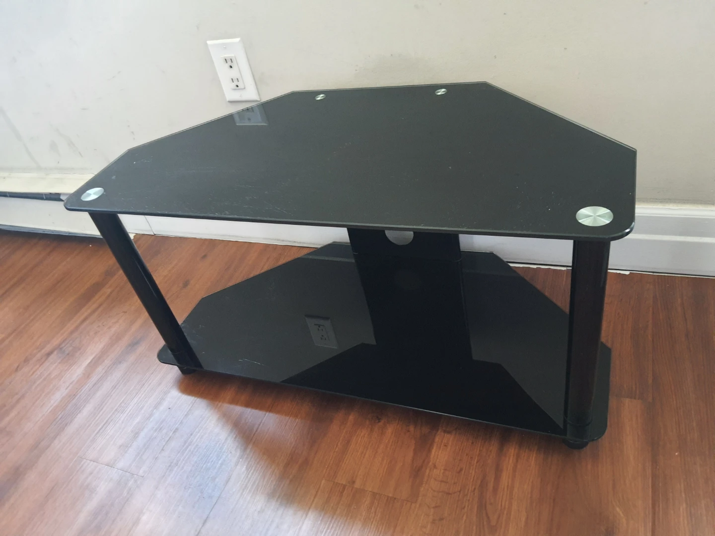 Black Corner Glass TV Stand