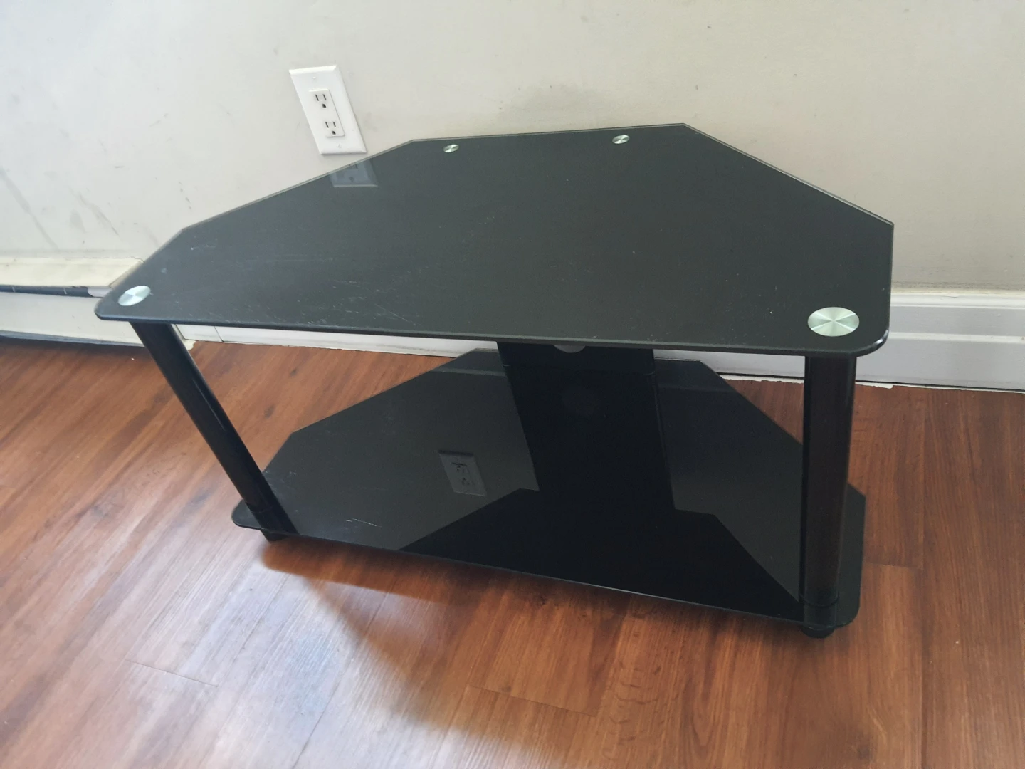 Black Corner Glass TV Stand - photo 2