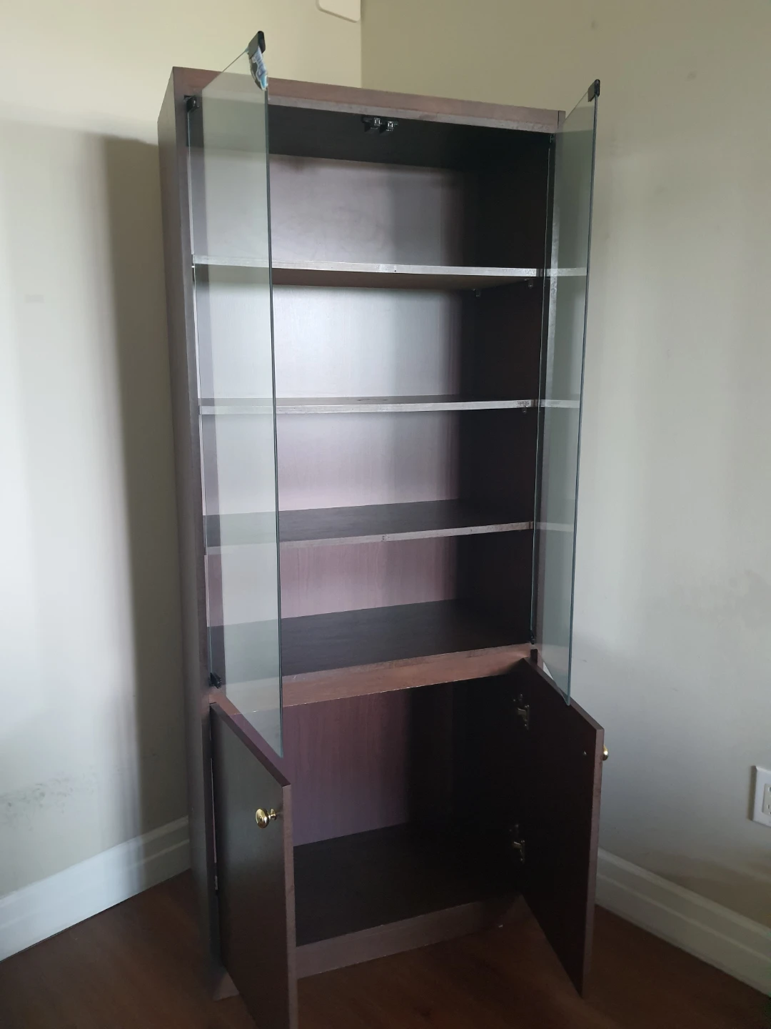 Dark Wood Display Cabinet with Glass Doors - photo 2