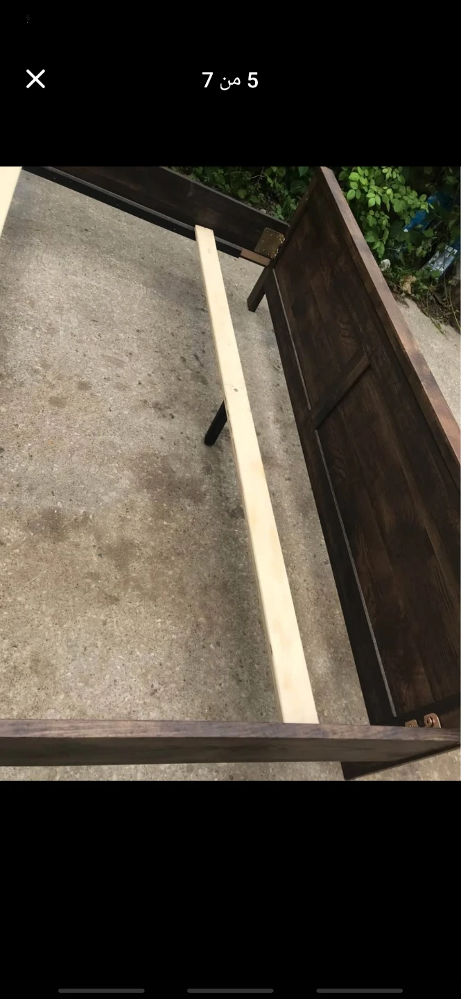 Dark Wood Bed Frame with Headboard Shelves - photo 3