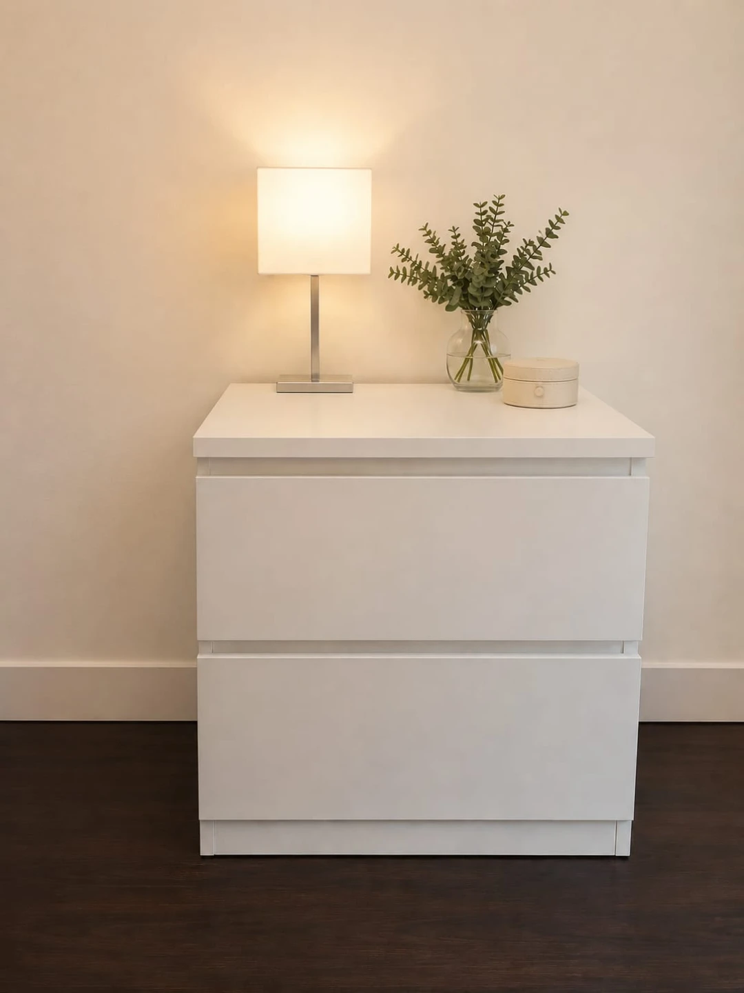 IKEA Nightstand with Table Lamp – Excellent Condition