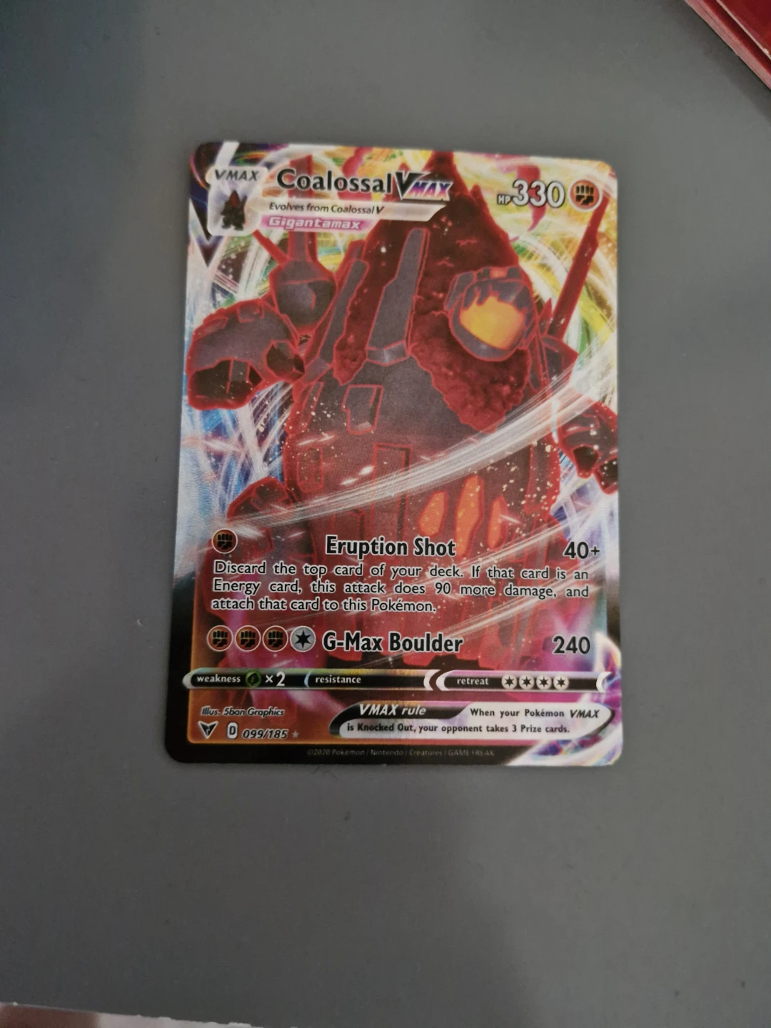 Pokémon TCG Coalossal VMAX 099/185 Card