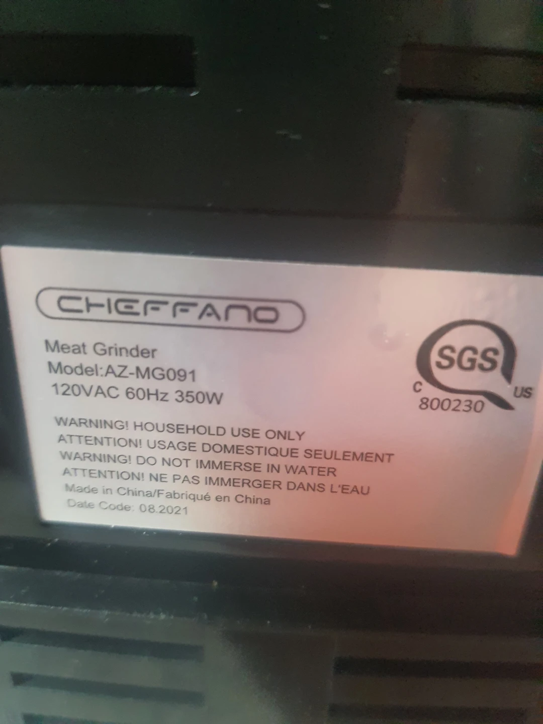 Cheffano Meat Grinder 350 Watt  ( urgent moving sale) - photo 2