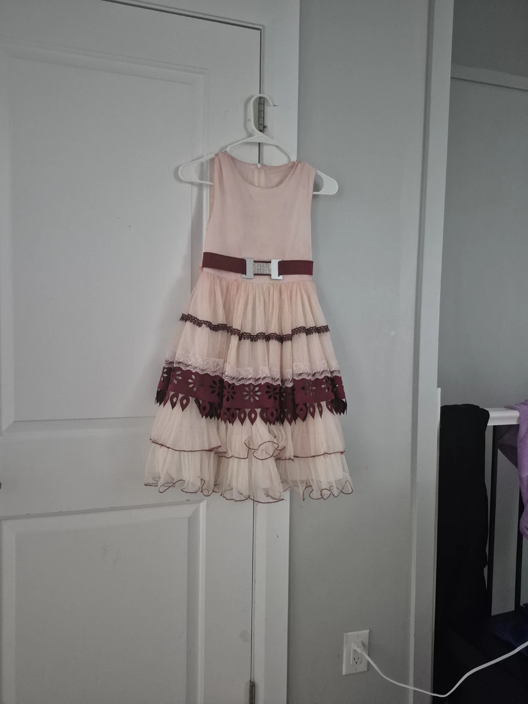 Girls Pink Tiered Dress with Belt - photo 2