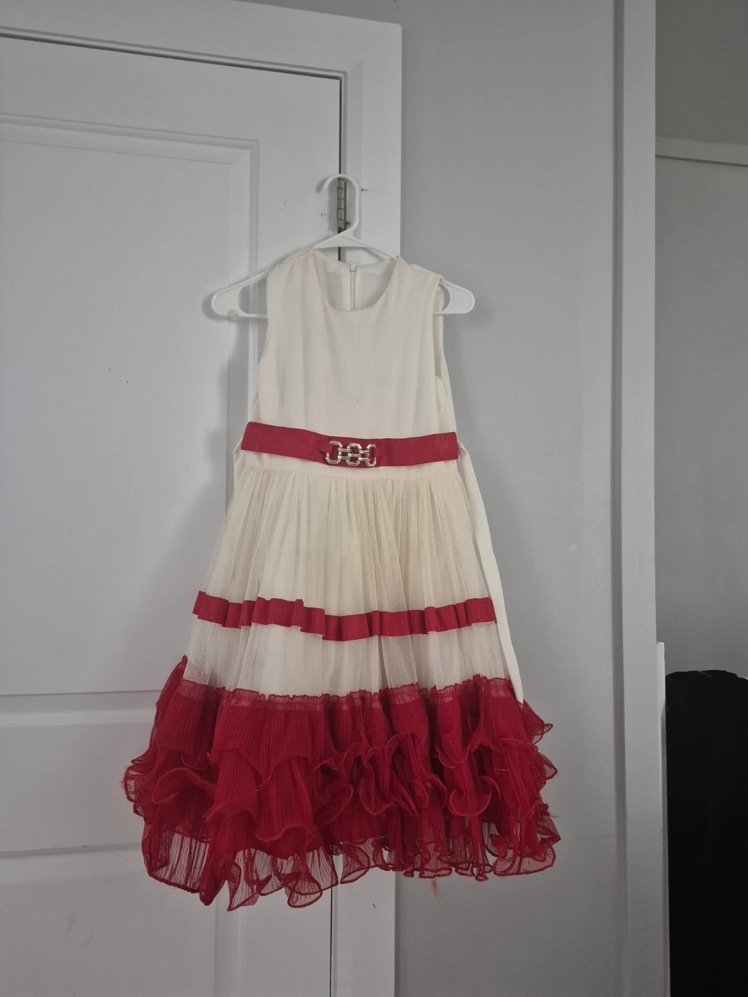 Girls' Red & Cream Dress with Butterfly Collar - photo 3