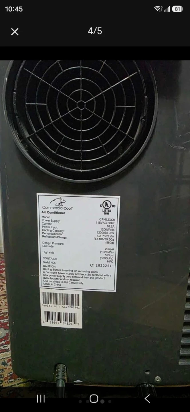 CommercialCool Air Conditioner.no remote no exhaust.