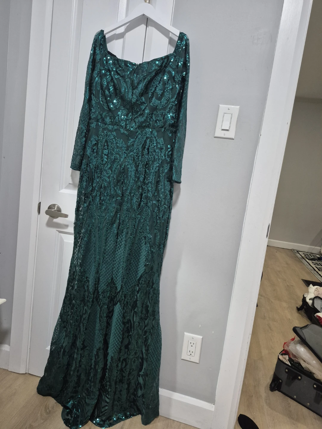 Emerald Sequin Off-the-Shoulder Gown - photo 2