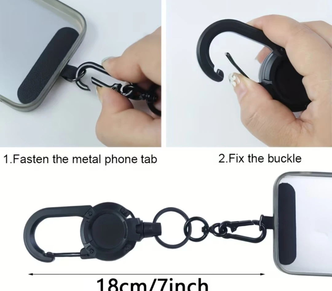 Retractable Phone Lanyard with Carabiner Clip
