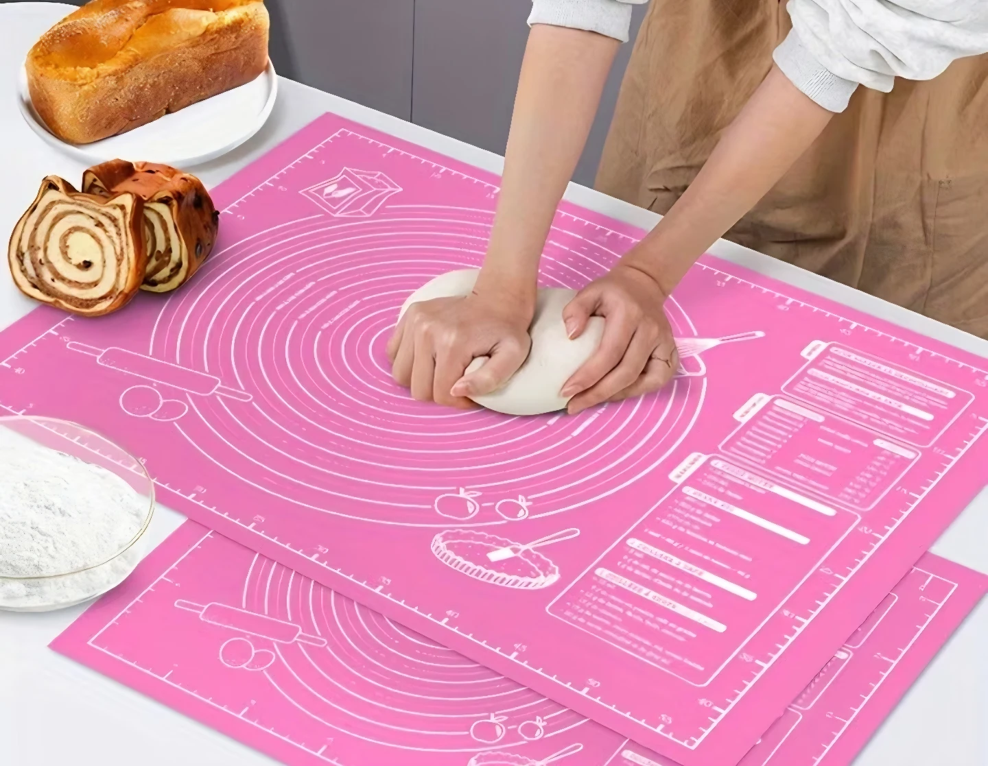 Pink Silicone Baking Mat with Measurements