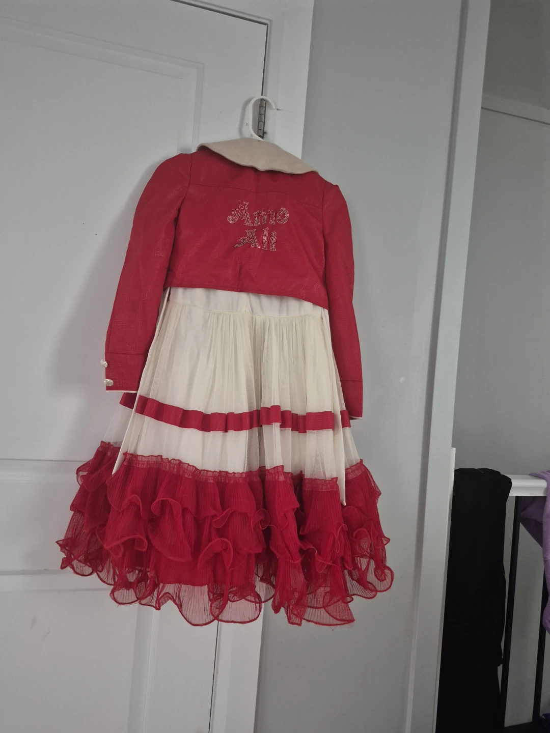 Girls' Red & Cream Dress with Butterfly Collar - photo 4