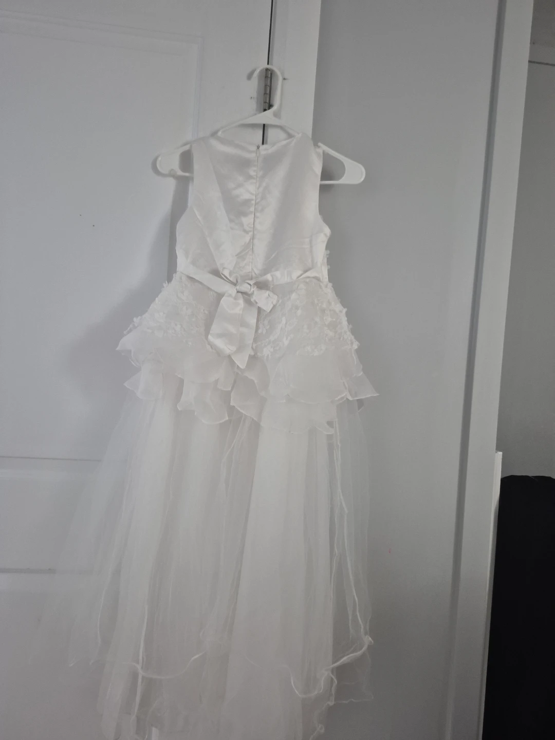 White Flower Girl Dress with Tulle Skirt