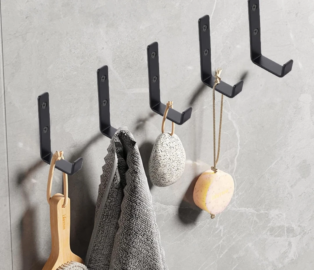 Set of 6 Black J-Shaped Wall Hooks - photo 3
