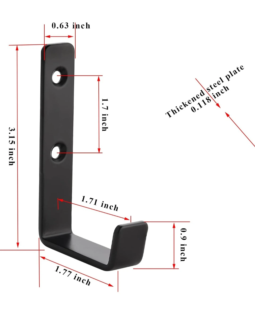 Set of 6 Black J-Shaped Wall Hooks - photo 5
