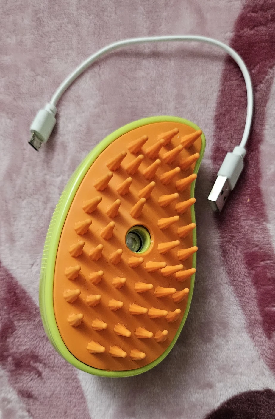 Rechargeable steam brush for dogs and cats