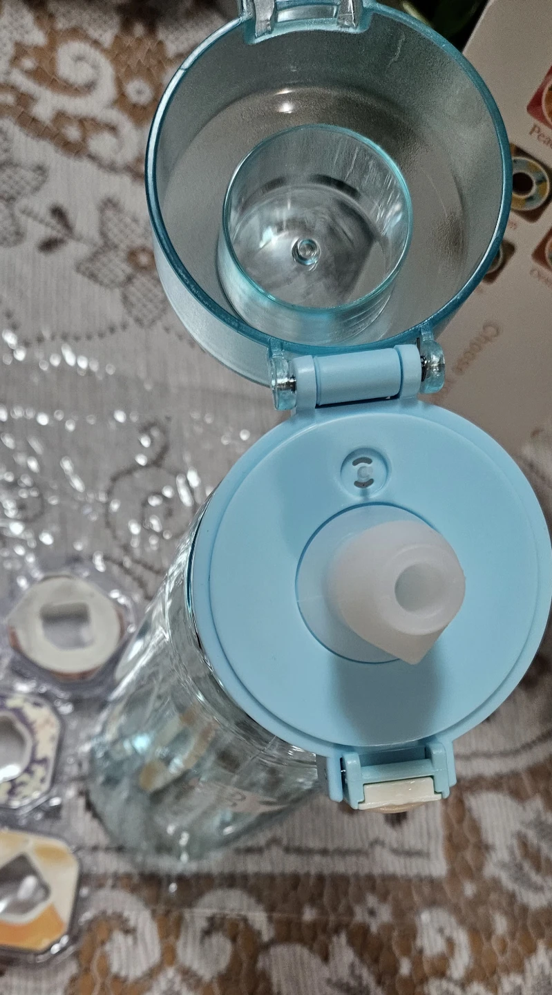 Light Blue Water Bottle with Straw - photo 2