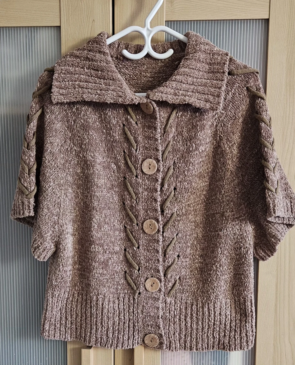 Knitted Brown Cardigan with Wooden Buttons