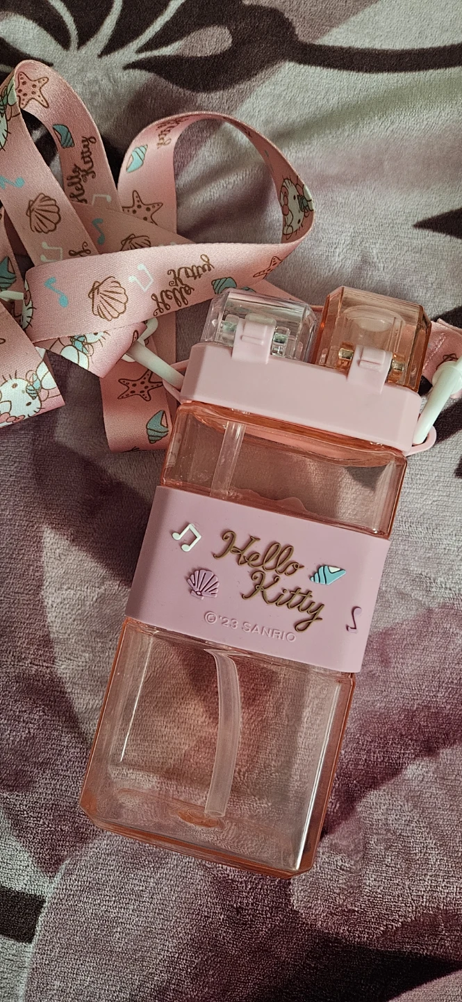 Hello Kitty Pink Water Bottle with Straw