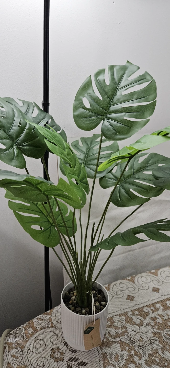 Faux Monstera Plant in White Pot - photo 3