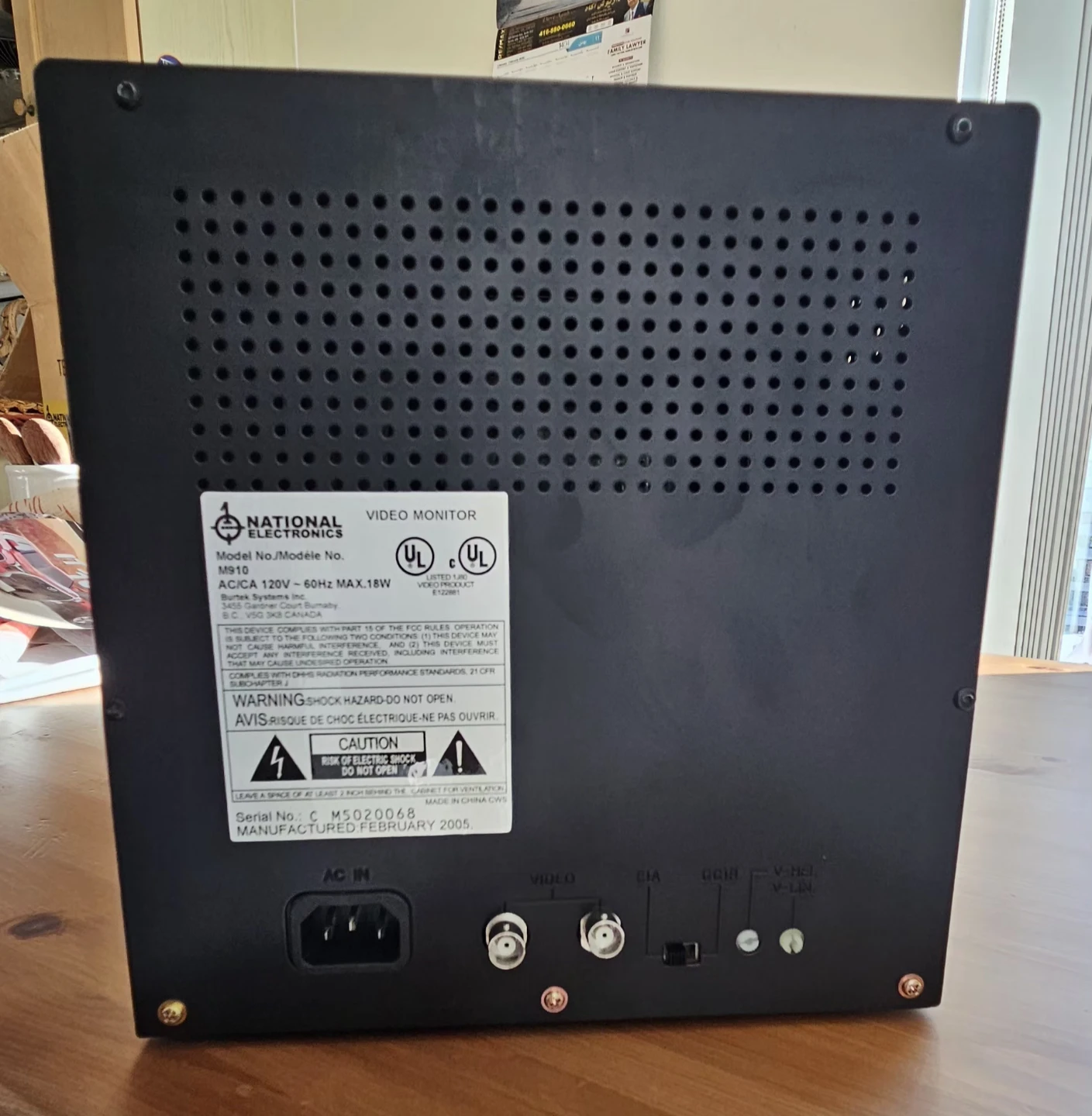 National Electronics M910 Video Monitor - photo 5