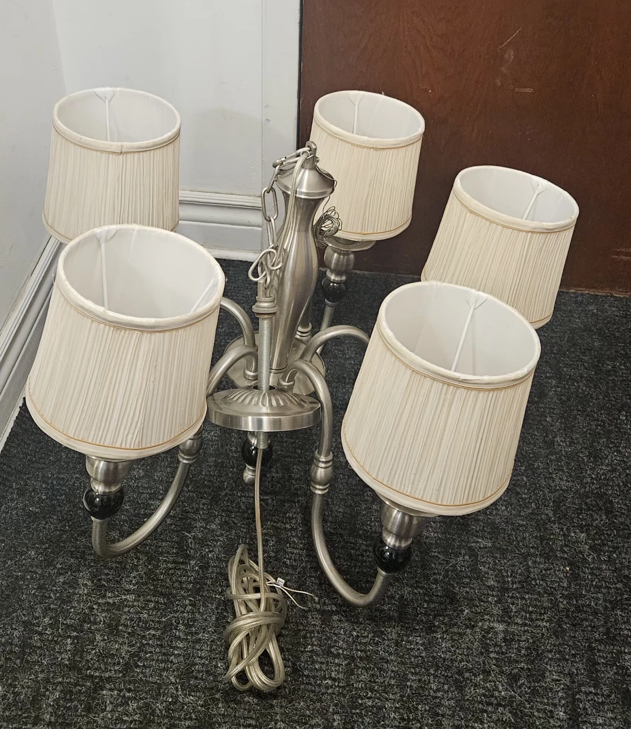 5-Light Chandelier with Cream Shades