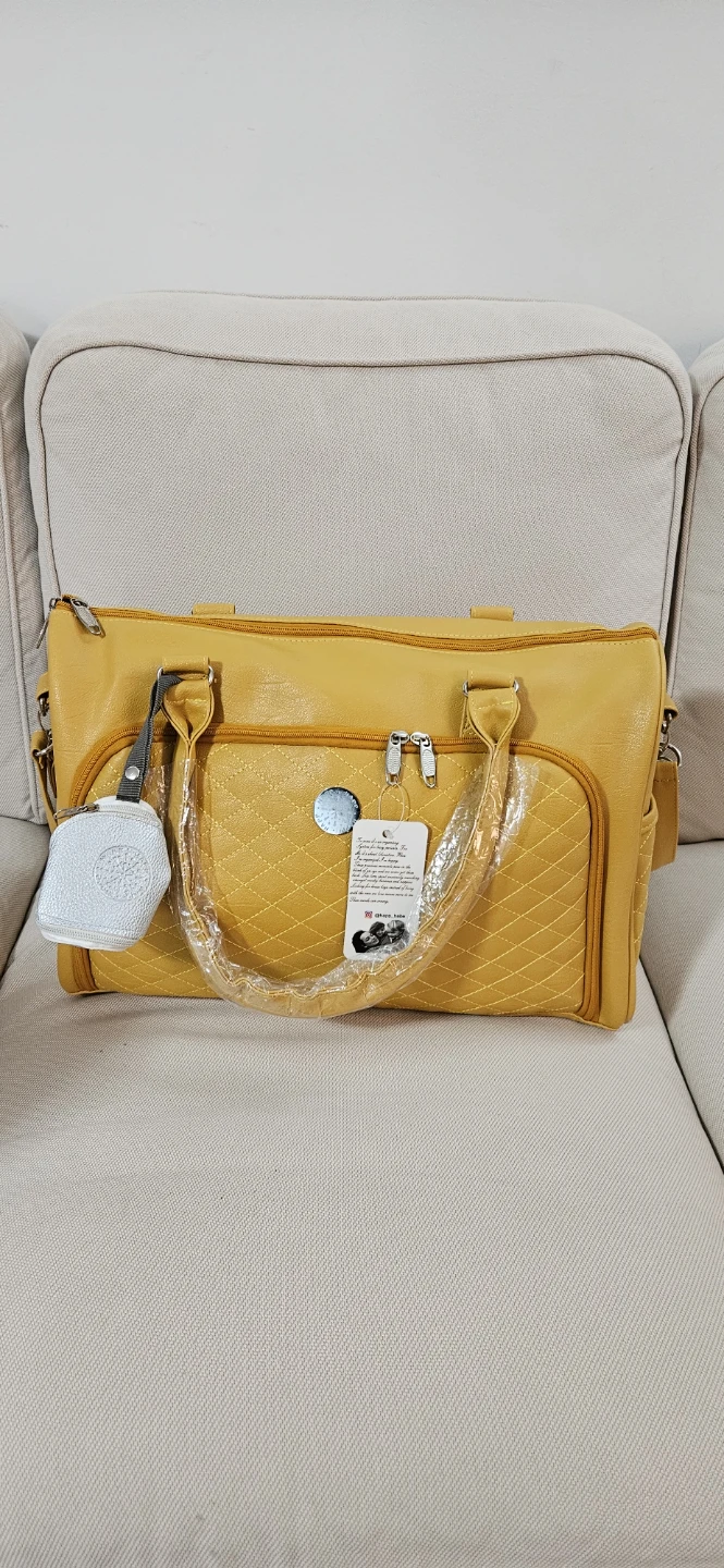 Yellow Quilted Diaper Bag with Small Pouch - photo 3