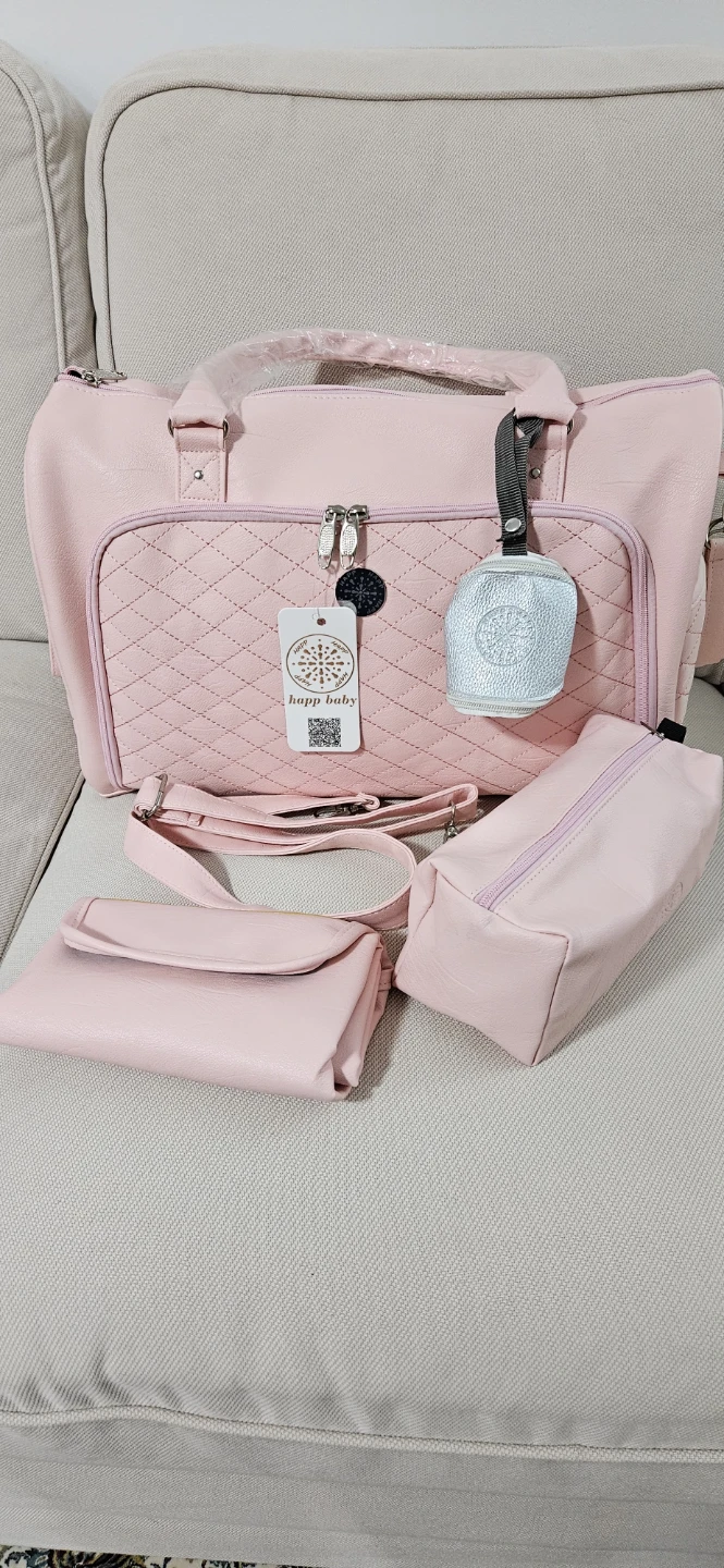 Happ Baby Pink Quilted Diaper Bag Set - photo 5