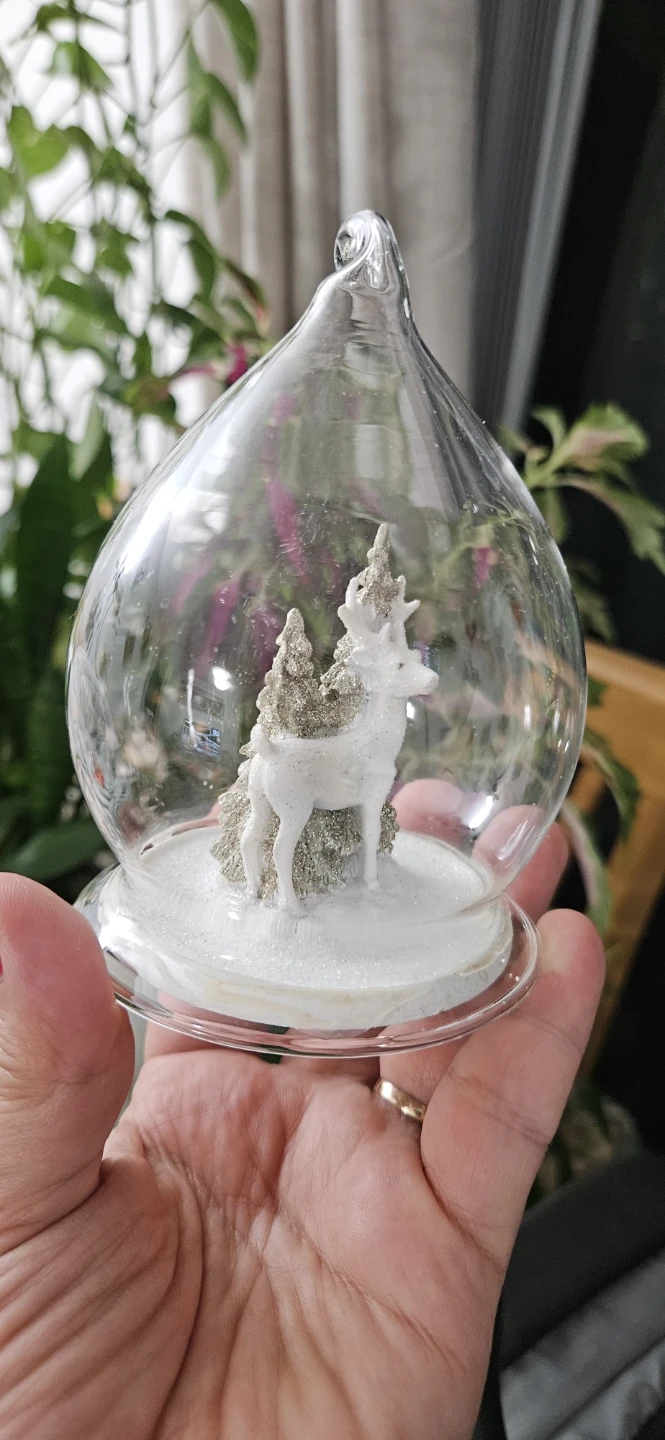 Glass Christmas Ornament with Deer and Tree - photo 2
