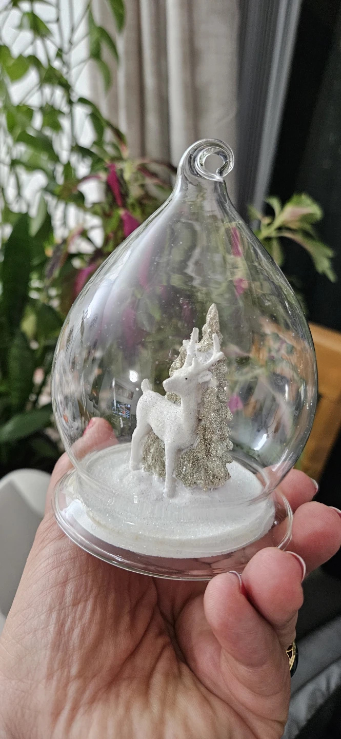 Glass Christmas Ornament with Deer and Tree - photo 3