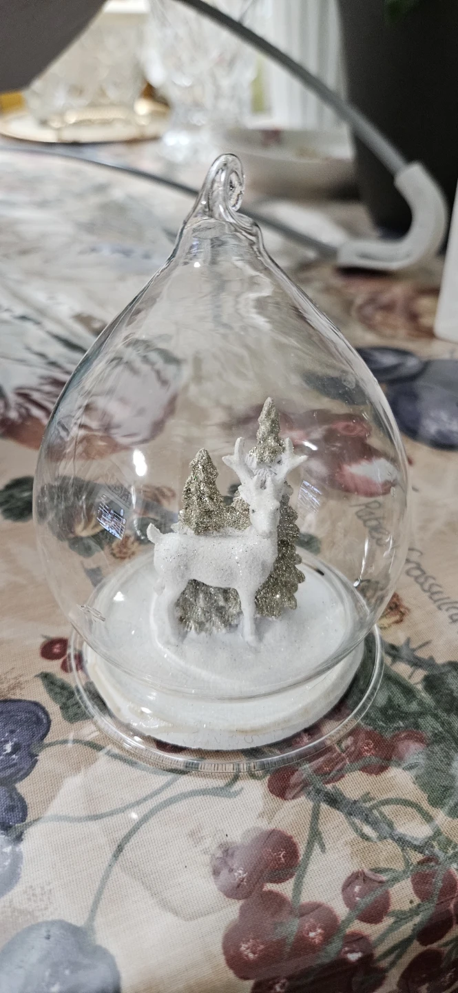 Glass Christmas Ornament with Deer and Tree