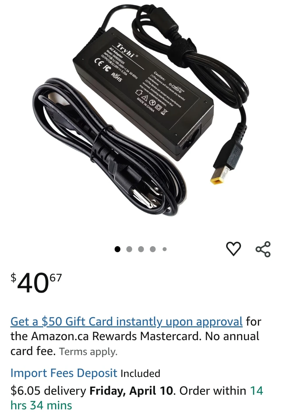 Tryhi AC Adapter 65W USB-C Power Adapter - photo 2