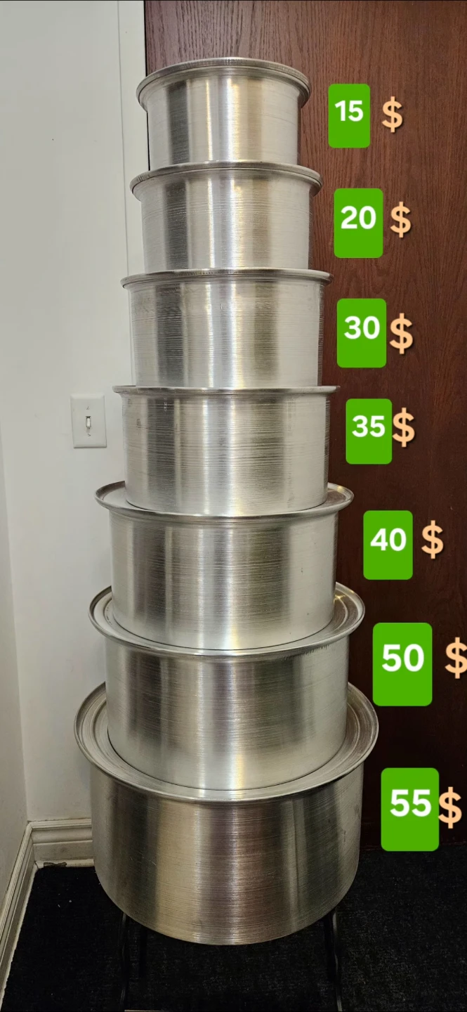 Set of 7 Aluminum Stock Pots