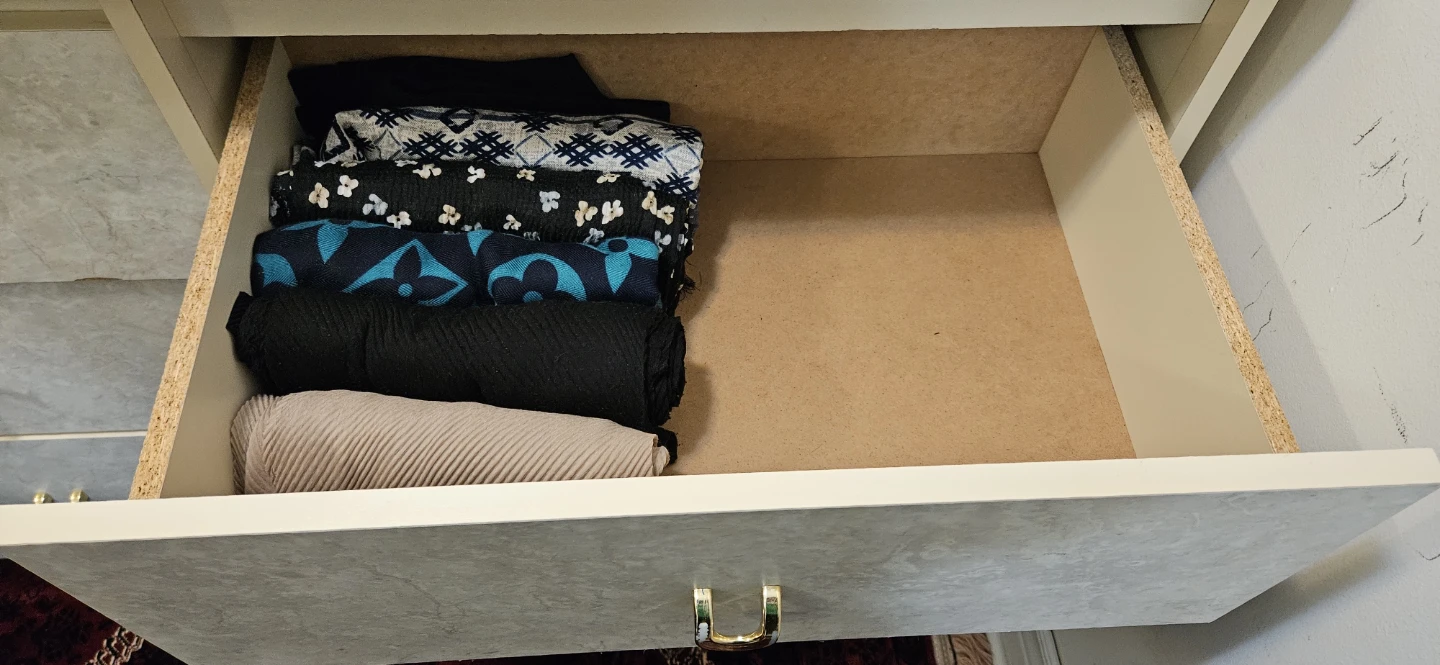 Marble-Look Dresser with Gold Handles and Marble-look Nightstand - photo 3