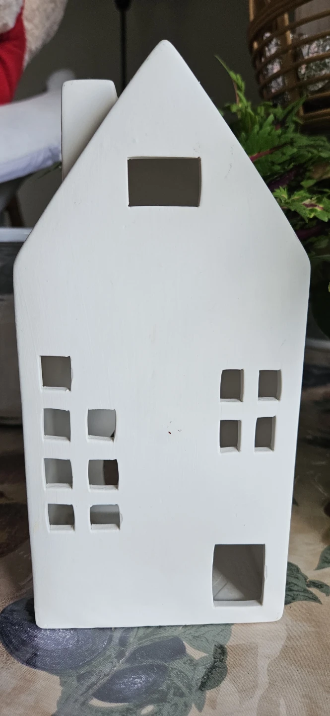 White Ceramic House Candle Holder